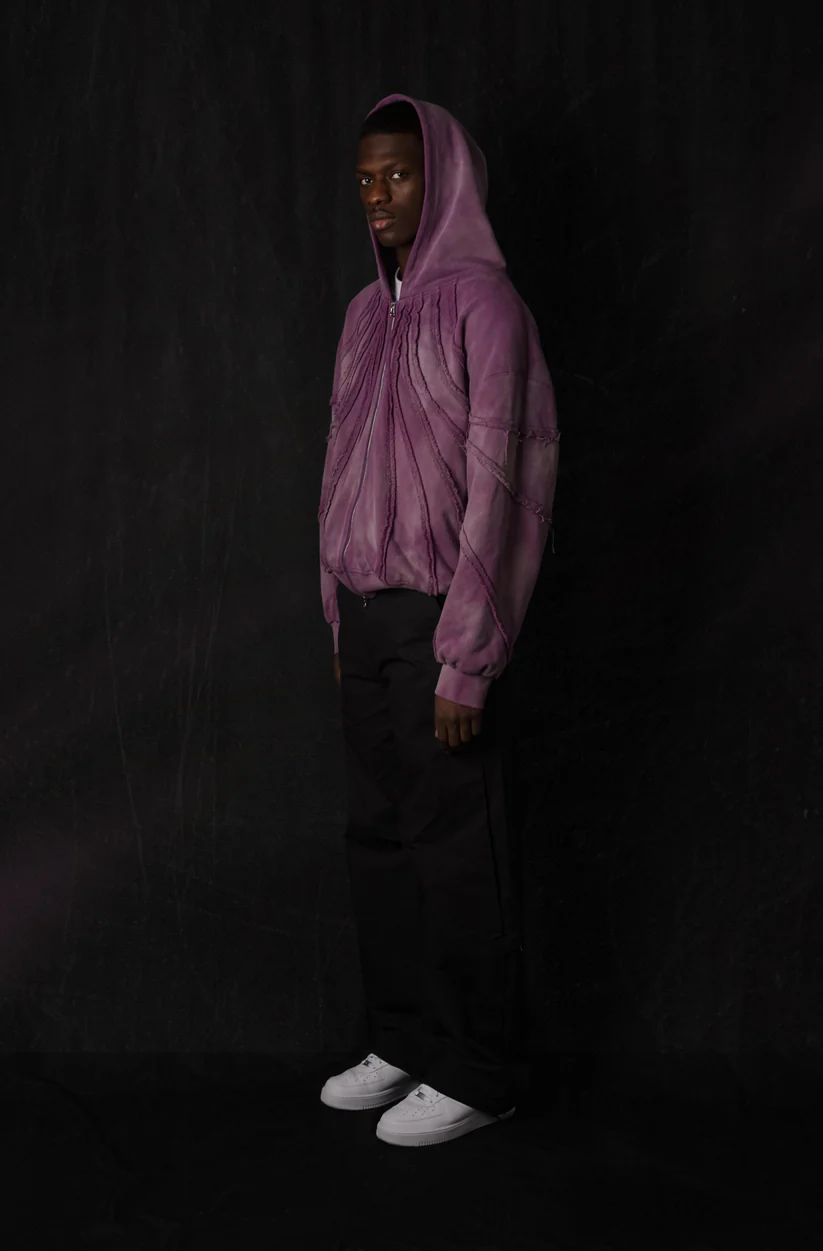043. Night Lab Fray Hoodie – Washed Purple