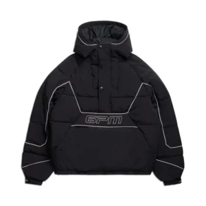 HALF ZIP PULLOVER PUFFER JACKET BLACK