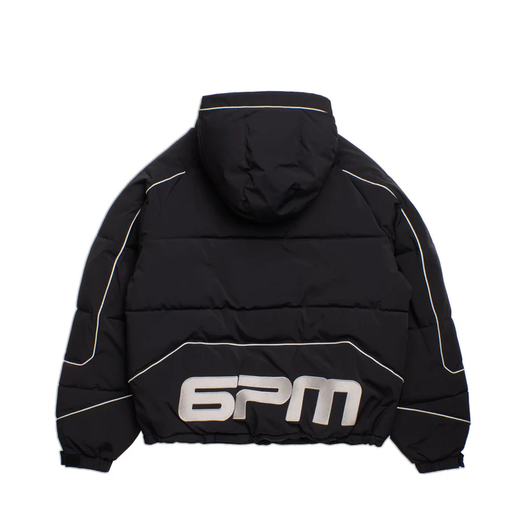 HALF ZIP PULLOVER PUFFER JACKET BLACK