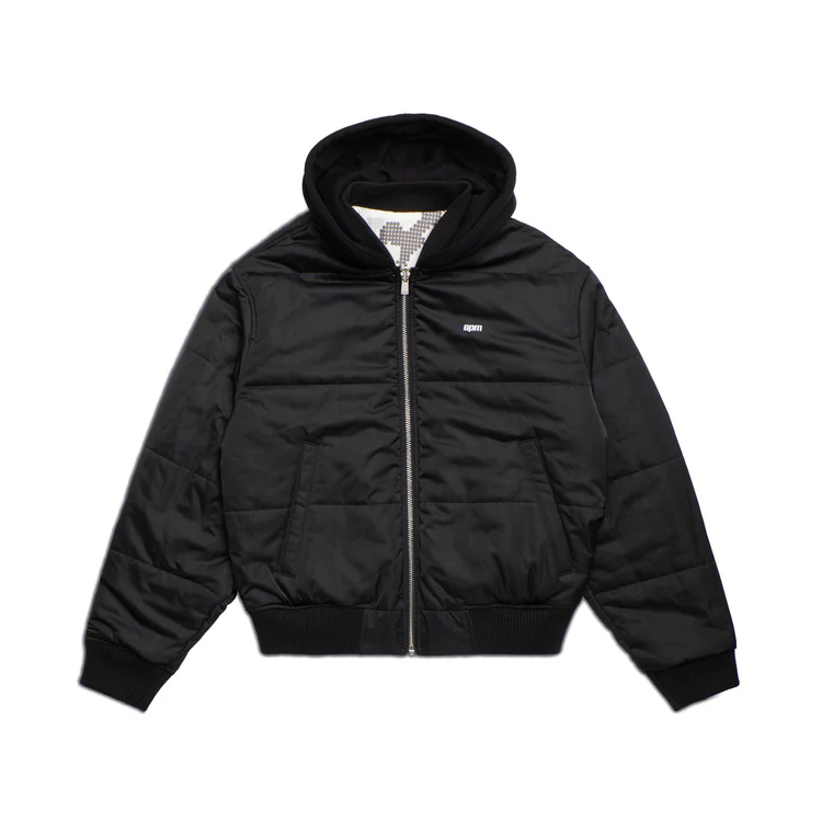 DOT CAMO HOODED BOMBER JACKET