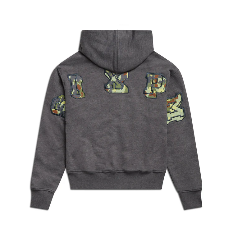 WAFFLE LINED ZIP HOODIE GREY CAMO