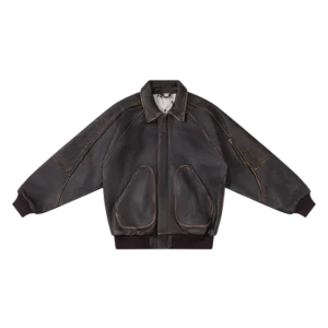Aged Leather Jacket (Brown)