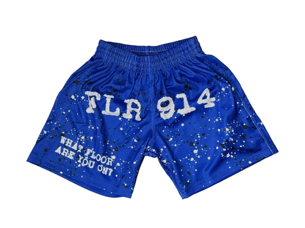 FLR 914 "Paint Splatter" Royal Blue Mesh Shorts