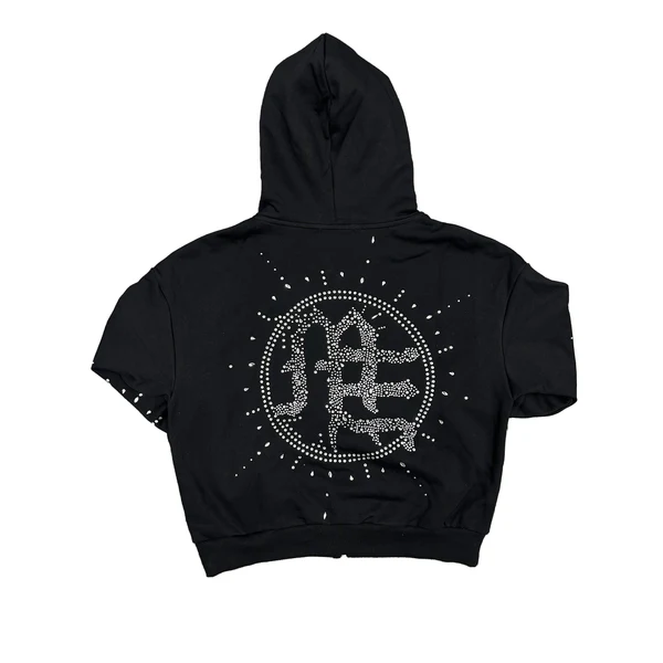 Mixed Emotions “Eclipse” Black Rhinestone Zip-Up Hoodie