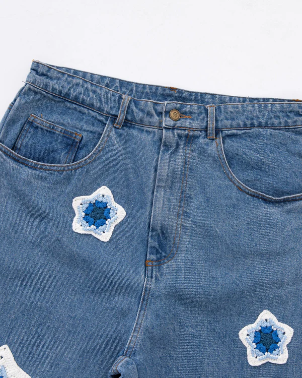 Arkyve “Blue Star” Crotchet Denim Jeans