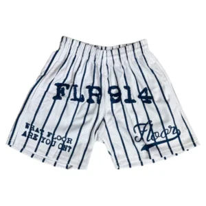 FLR 914 "Pinstripe" White/Navy Mesh Shorts