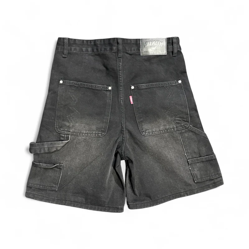 Stealth “Black Washed” Rhinestone Jean Carpenter Shorts