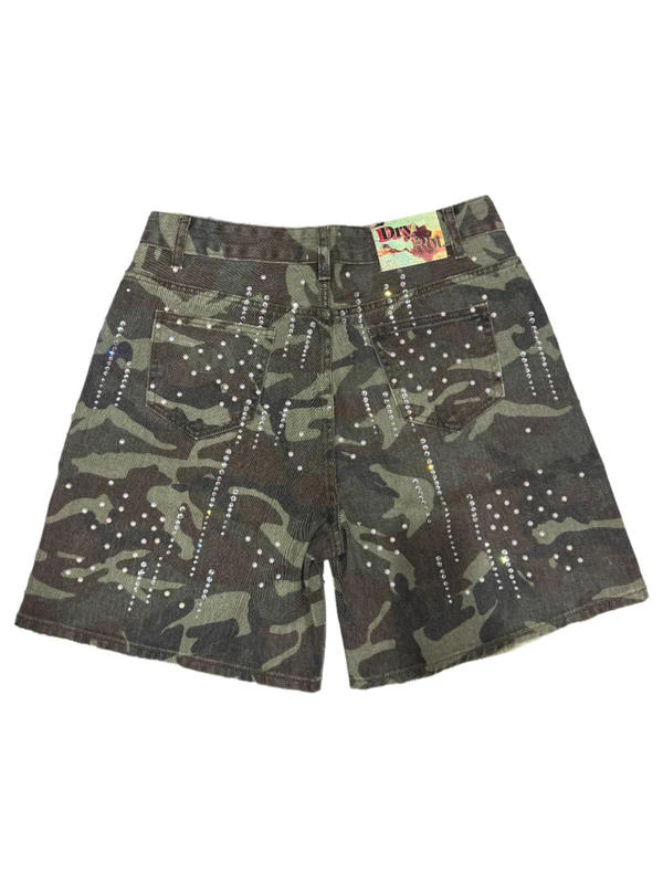 Dry Rot “War Ready” Camo Denim Jean Shorts