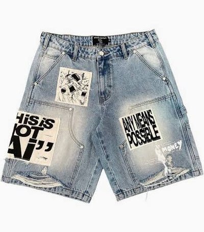 Mixed Emotions "Ai" Blue Denim Shorts